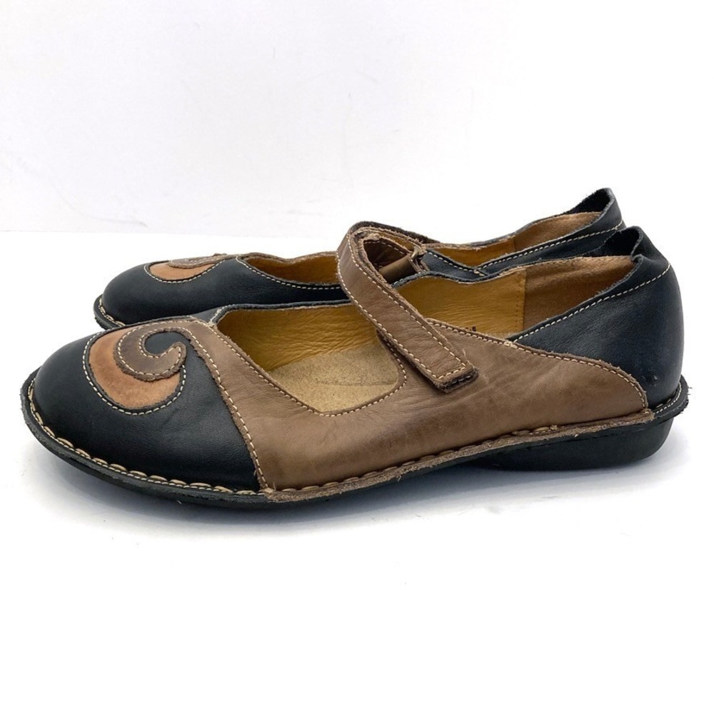 Spring Step Cosmic Mary Jane Swirl Black/Brown Leather Shoes Womens 7 EU 38 - Picture 4 of 6